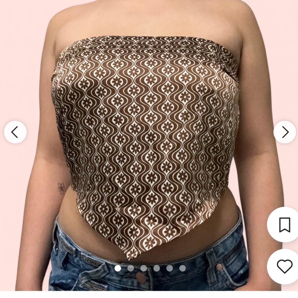 Hollister Women's Geometric Brown and White Tube Top